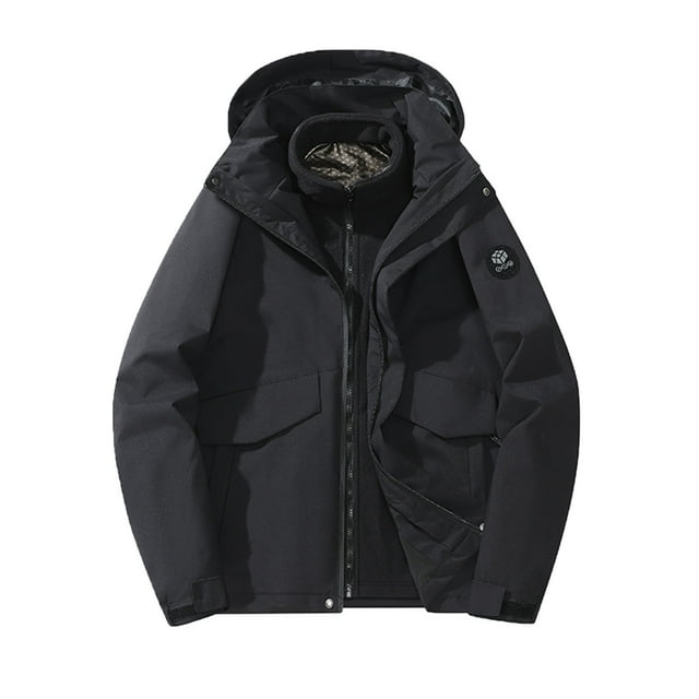 Pisexur Veste Coupe-Vent Homme Mode Décontractée Couleur Unie Fermeture Éclair Poches Manches Longues à Capuche Coupe-Vent Veste de Randonnée Homme Imperméable Grande Taille Vestes pour Hommes