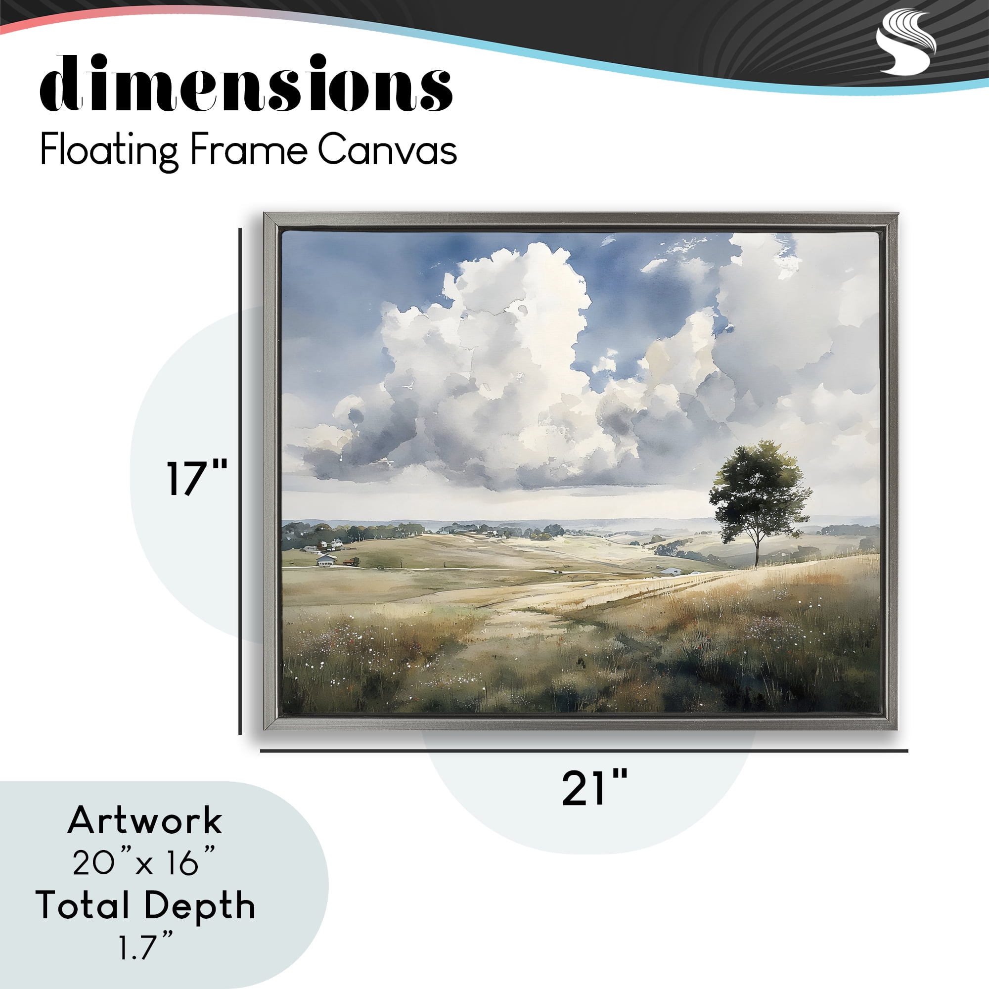 Stupell Industries Pretty Hills with Solitary Tree Gray Framed Floater Canvas Wall Art, design by Franklyn Gregory