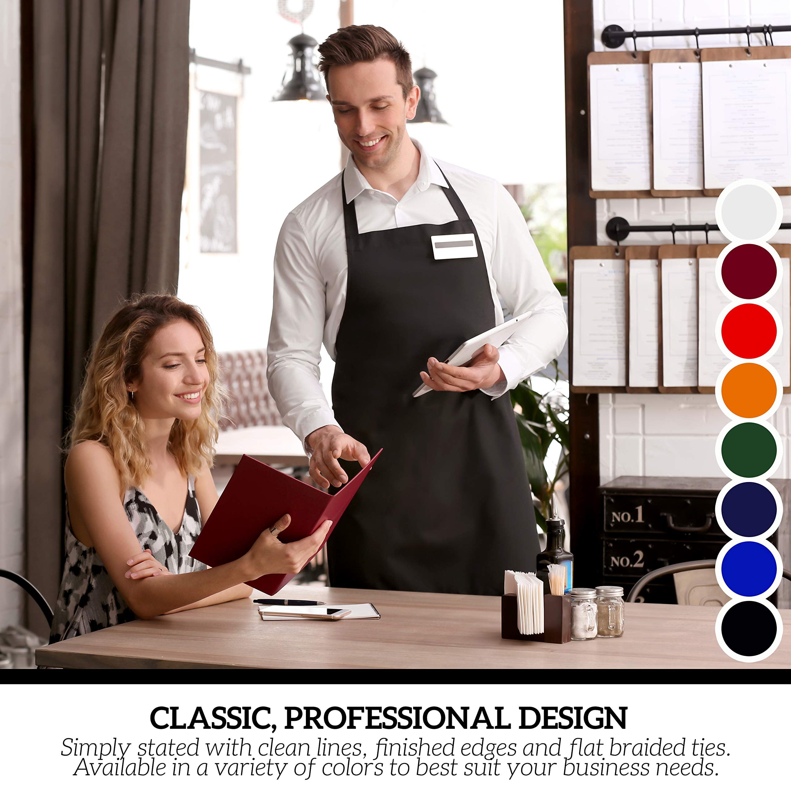 12 Pack Professional Chef Apron - Grilling Aprons For Men  Waterproof Cooking Bbq Work Or Restaurant Use Kitchen Women Navy No Pockets