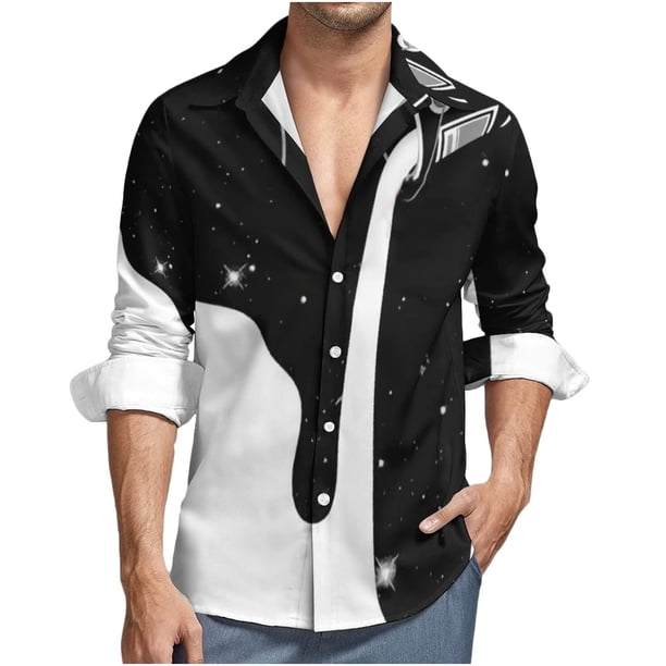 Camisa de manga larga para hombre, blusa con cuello vuelto, botones informales, cárdigan con estampado sin posicionamiento, camisa tipo cárdigan Odeerbi ODB-2