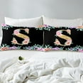 thumbnail image 4 of Erosebridal Initial Letter S Sheet Set King, Floral Flower King Sheet Sets, Monogrammed Bedding Sets King Size, Ultra Soft Bedroom Decoration, 4pcs, 4 of 7