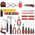 thumbnail image 2 of Hand Tool Kit - 71 Piece Household Tools Set with Level Screwdriver Hammer in Storage Box Toolbox Case Handy Gadgets Spark-free DIY Accessories for Home Repair Handyman Men  Garage, Red, 2 of 7