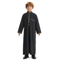 Tanghaowl Arabic Thobe Thobe Long Sleeve Kaftan Crew Robe National Teenage Boys Long Sleeve Embroidered Robe Set Arab Children's Wear Robe Boy Coat 4t