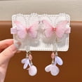 thumbnail image 3 of 1Pair Tassel Butterfly Hair Clips Organza Butterfly Hair Pins Cute Hanging Ear Butterfly Hair Accessories Bride Wedding Hair Barrettes Bobby Pins Accessory for Women Girls, 3 of 4