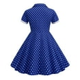 thumbnail image 6 of Xudanell Kids Notch Lapel 50s Dress for Girls Vintage Retro 1950s Polka Dot Dress for Girls 50's Audrey Hepburn Rockabilly Swing Dress (Blue, L), 6 of 6