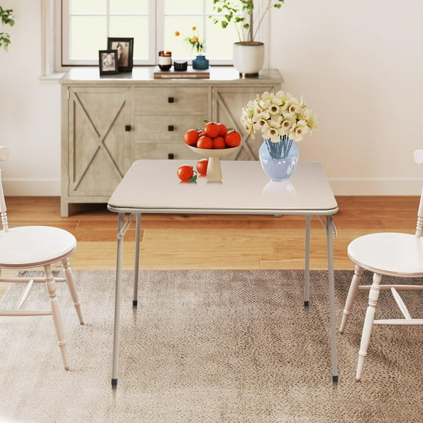 HOMYLIN Mesa Plegable de Comedor Portátil, Mesa Cuadrada para 4 Personas 85X85cm para Comedores Cocina Bar Cafe, Camello