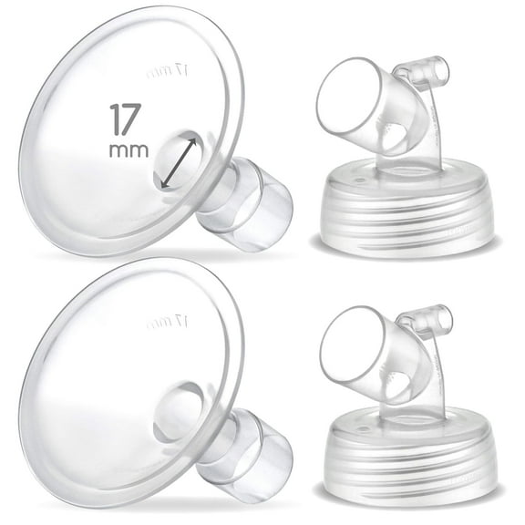Maymom Two-Piece Wide Neck Pump Parts for Spectra S1/S2 Pumps; Incl Wide Mouth Flanges; Not Original Spectra Flange (17 mm Two Flanges)