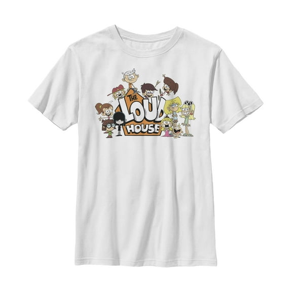Boy's The Loud House Family Logo  Graphic Tee White Large