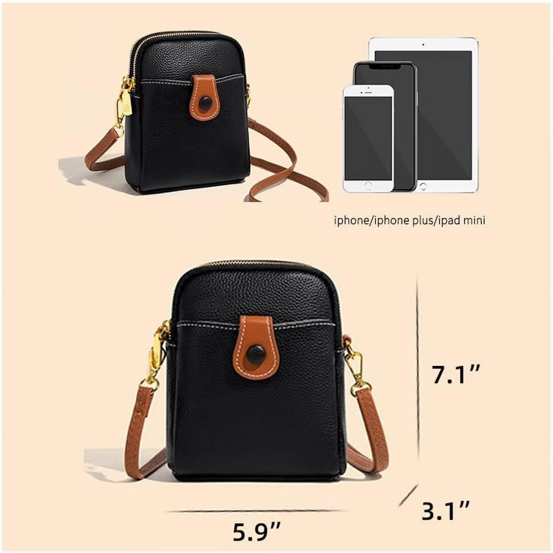 Small Crossbody Bag for Women Genuine Leather Cell Phone Purse Lightweight Shoulder Bag Vintage Daily Wallet Bag