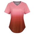thumbnail image 2 of Scyoekwg Summer Womens Tops Trendy Short Sleeve Loose Comfy Blouse Tshirt Gradient Color Graphic V-Neck Basic Tops Casual Going Out Tops Tunic Tops (Wine,XXL), 2 of 6