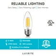 thumbnail image 3 of Luxrite Edison Candelabra LED Bulb Clear Glass, 5W=60W, 550 Lumens, 2700K Warm White, E26, Dimmable, UL Listed 12-Pack, 3 of 7