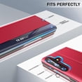 thumbnail image 5 of Phone Case for Samsung Galaxy A54 5G Case, Smart Clear View Window Luxury Slim Mirror for Galaxy A54 Case with Kickstand, Leather Hard PC Flip Shockproof Protective Cover Samsung A54 Case, Red, 5 of 7
