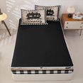 thumbnail image 3 of catabedysis Plaid Camping Zipper Twin Comforter Sets with Fitted Sheet and 2 Pillowcases,Camper Silhouette Print Zipper Bedding Set For Boys,Multicolor,Black Reversible,4-Piece, 3 of 7