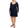 Women's Plus Fit and Flare Long Sleeve Dress