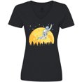 thumbnail image 3 of Inktastic Space Outerspace Moon and Astronaut Women's V-Neck T-Shirt, 3 of 5