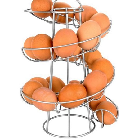 Kitchen Egg Rack, Spiral Basket, Iron Practical Storage Rack Silver Gray