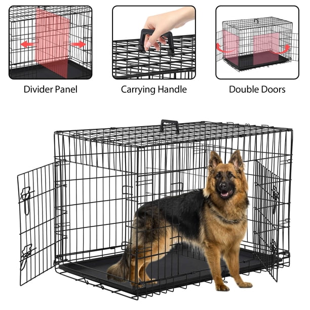 YRLLENSDAN 42 inch Dog Crates and Kennels for Big Dog, Foldable Large Dog Crate for Large Dogs