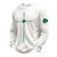 thumbnail image 2 of Ceisia Men's St. Patrick's Day Vintage Four-Leaf Clover Crewneck | Waffle Knit Relaxed Long-Sleeve Casual Top Gift, 2 of 4