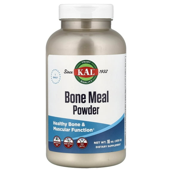 KAL Bone Meal Powder | Sterilized & Edible Supplement Rich in Calcium, Phosphorus, Magnesium | For Bones, Teeth, Nerves, Muscular Function (16oz)