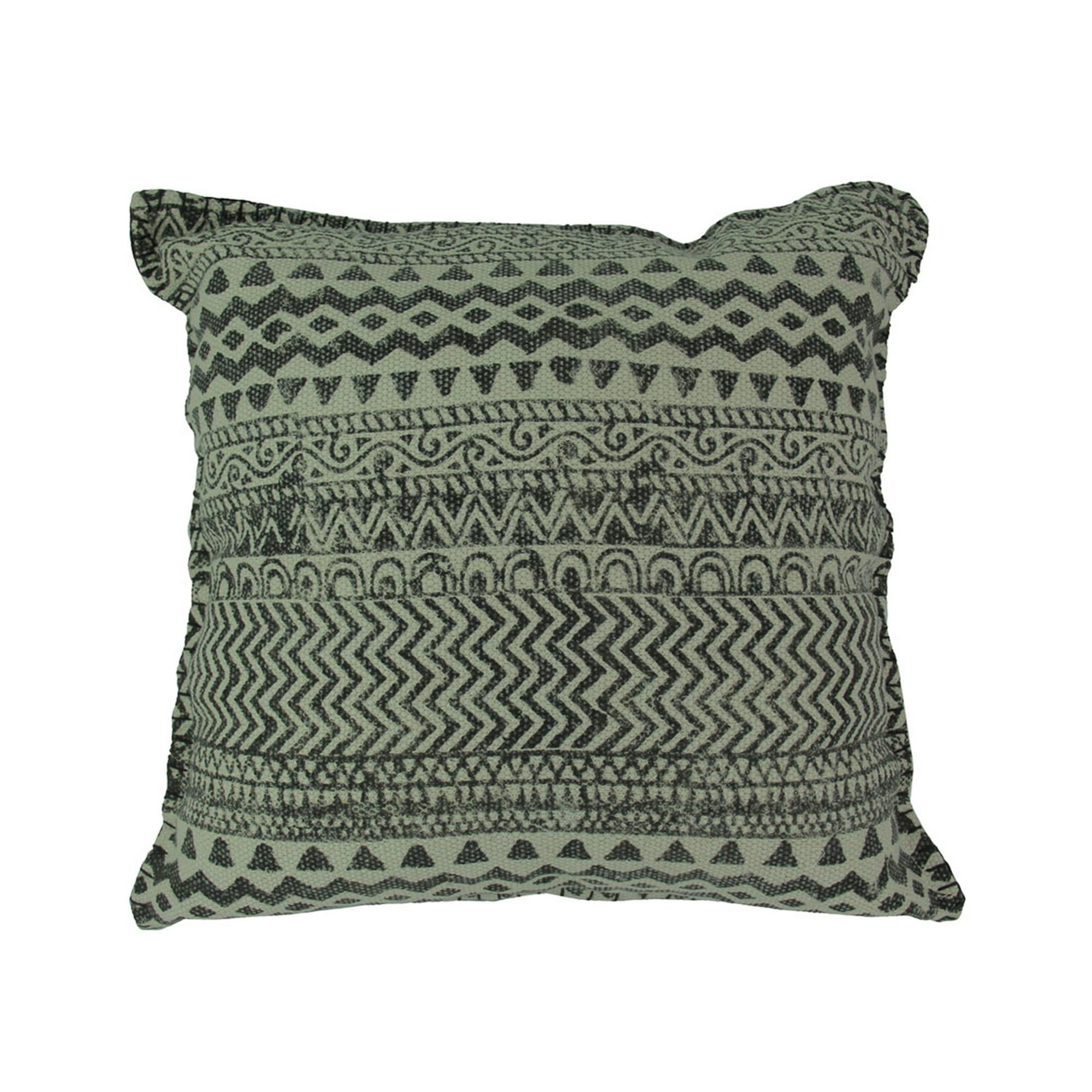 Charcoal Gray Geometric Design Cotton Dhurrie Pillow 20 Inch