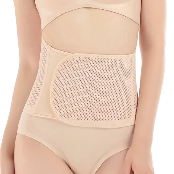 Xfvqtps Postpartum Girdle C-Section Recovery Belt Mesh Breathable Belly Wrap Belly Band Shapewear Beige