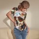 thumbnail image 3 of Balery Rose Floral Skull Body de cuello redondo de manga corta para mujer Tops de manga corta Tops básicos-Large, 3 of 7