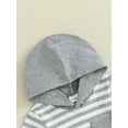 thumbnail image 4 of Infant Baby Boys Summer Short Set, Short Sleeve Hooded Striped T-shirt with Elastic Waist Shorts Outfit, 4 of 7