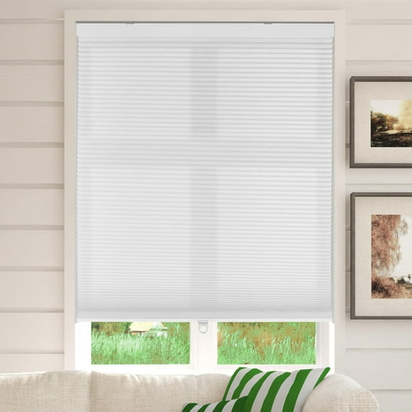 CALYX INTERIORS Cellular Shades, Cordless - 46.5&quot; Width x 48&quot; Height, White, Light Filtering Honeycomb Window Blinds, Thermal Blinds &amp; Shades for Home, Pleated Cellular Shade