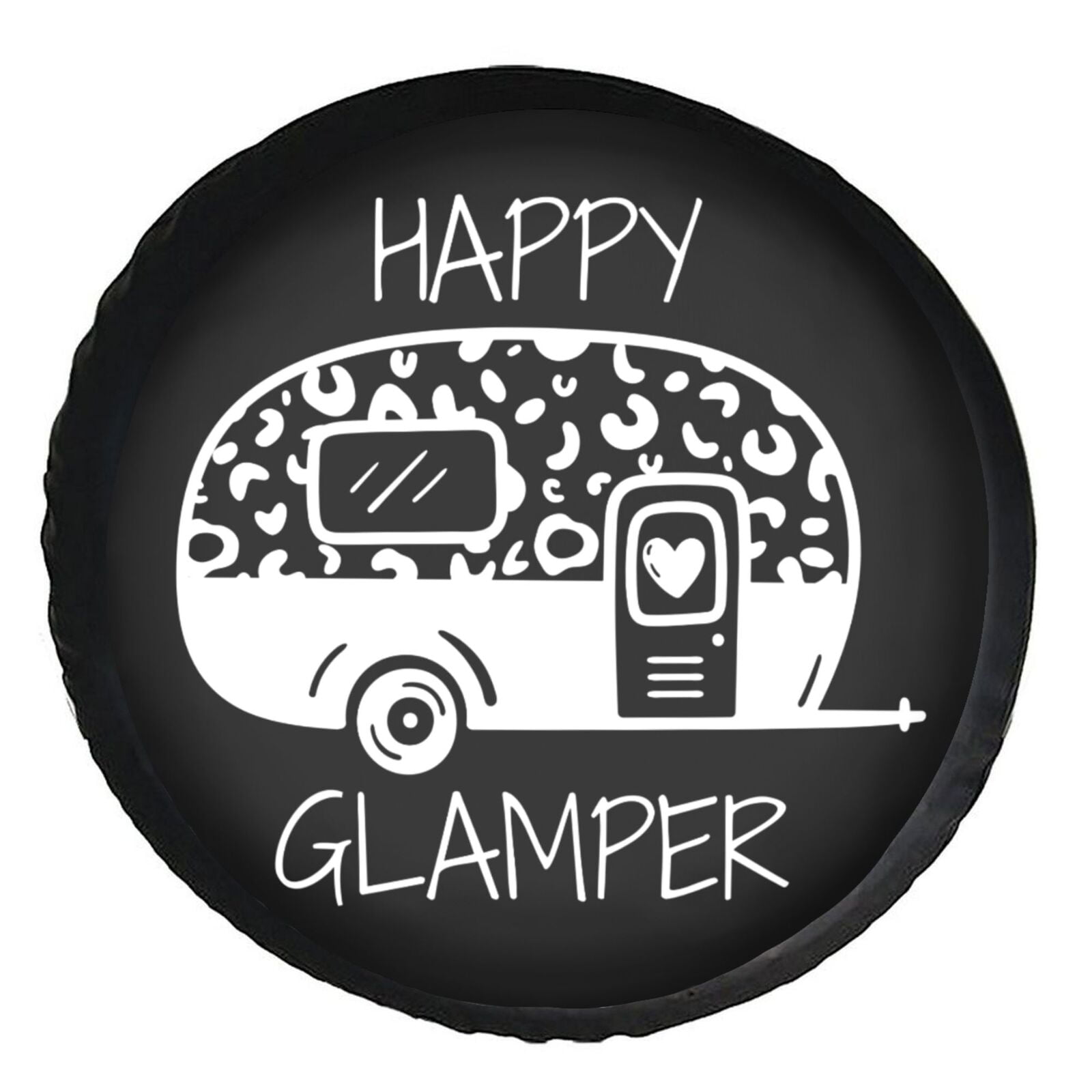 KAKALAD Happy glamping leopard print Spare Tire Cover Wheel Protectors