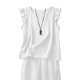 thumbnail image 6 of CFMIURAN Women's Linen Blend Sleeveless Tank Tops Ruffle Flutter Sleeve Round Neck Textured Fabric Loose Relaxed Fit Summer Casual Daily Solid Color Blouses(White, XL), 6 of 6