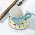 thumbnail image 4 of GZHJMY 4Pcs Round Sunflower and Leaf Hearts Ceramic Coasters with Cork-Backed for Coffee Drink, Cup Mat Absorbent Stone Coasters, 4 of 5