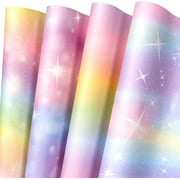 Rainbow Wrapping Paper Sheet - Matte Wrapping Paper 12 Sheet with 4 Different Fantasy Design for Baby Shower, Birthday, Wedding - 27.5 x 19.6 inches Per Sheet