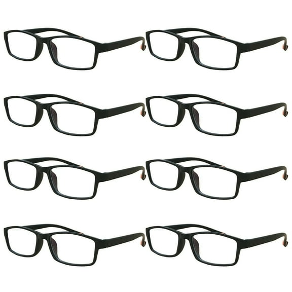8 Packs Mens Womens Rectangle Reading Glasses Blue Light Blocking Readers 1.00