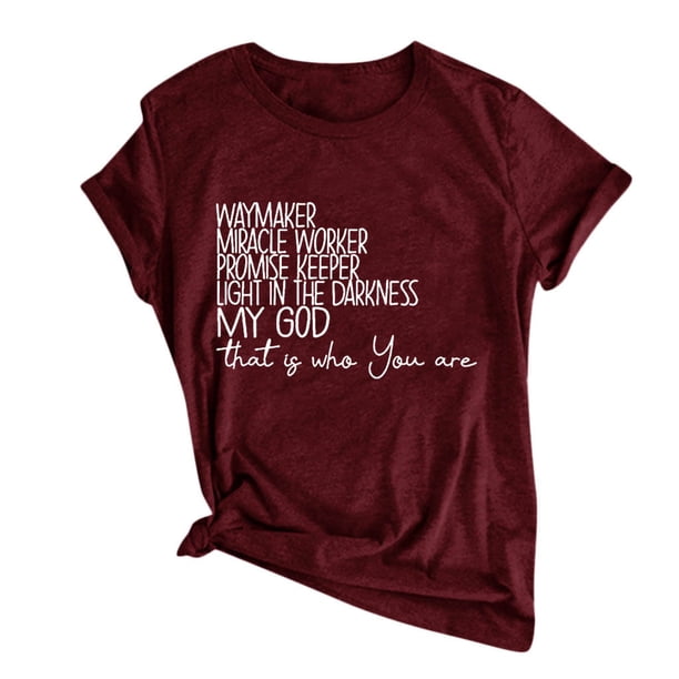 Gibobby Camisetas Mujer Manga Corta Camiseta suelta con estampado blusas para mujer, blusa informal con cuello redondo y mangas con letras, blusa para (Vino,CH)