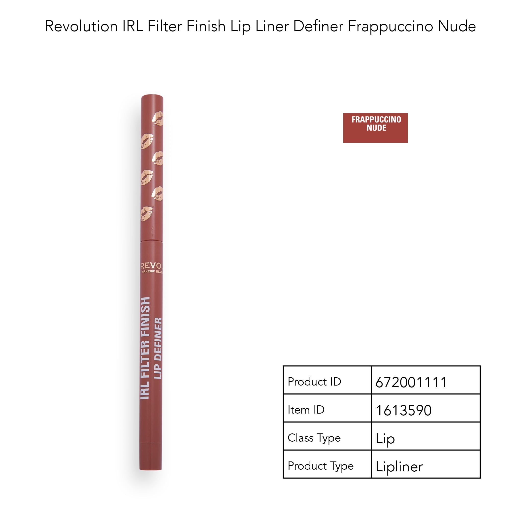 Revolution IRL Filter Finish Lip Liner Definer, Waterproof, Cream Finish, Frappuccino Nude