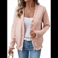 thumbnail image 3 of Chaqueta de Punto Tipo Cárdigan para Mujer, Elegante y A , con Botones y Volantes, para Otoño e Invierno Rosa L, 3 of 9