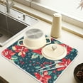 thumbnail image 2 of Yayeee Dish Drying Mat for Kitchen Counter 18" x 24" Microfiber Super Absorbent Coffee Decorative Pad, Christmas Themed Leaves, 2 of 9