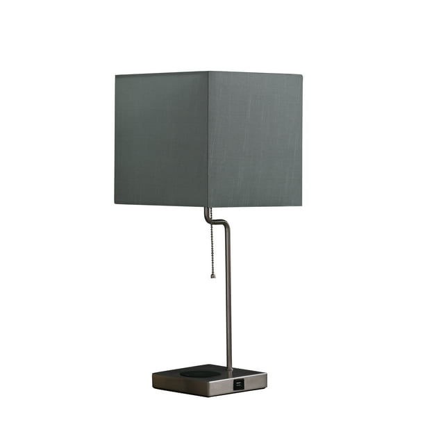 Ore International Aston Table Lamp With Charging Station, Square Table Lamp Base