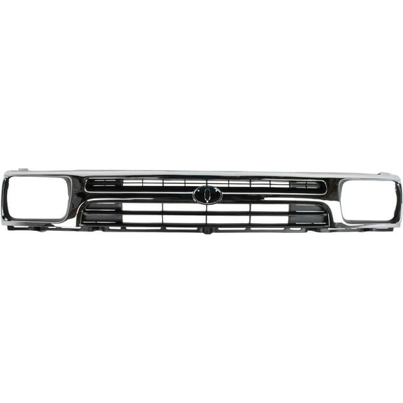 Grille Assembly Compatible With 1992-1995 Toyota Pickup Chrome Shell with Painted Black Insert