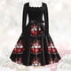 thumbnail image 4 of Vestido de Navidad Vintage de manga larga para mujer, cuello en V, estampado Floral, elegante, fiesta de Navidad, graduación, ropa de invierno, vestido Rockabilly, 4 of 5