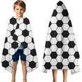 thumbnail image 3 of Soccer Ball Pattern Hooded Bath Towel，50"x30" for Ages 3 To 12 Kids, Quick Dry Lightweight Soft Microfiber Hood Beach Towel Cover Up for Kids, 3 of 7