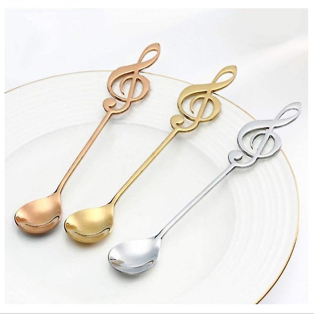 3 uds cucharas de café bonitas Mini cuchara de postre forma de nota Musical cuchara pequeña Retro para helado de Metal LingWen 9024715575166
