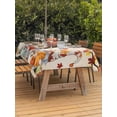 thumbnail image 2 of Outdoor Tablecloth with Umbrella Hole and Zipper, Fall Rectangle Table Cloth 60x84 Inch Waterproof Tablecloth, Orange Pumpkins Thanksgiving Gnomes Autumn Maple Leaf Picnic Table Cover for Patio, 2 of 7