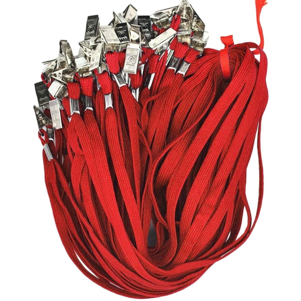 100 Pcs Flat Neck Lanyard Neck Straps Lanyard with Clip Black Lanyards for Teens