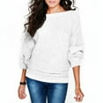 thumbnail image 2 of Mohiass Boat Neck Batwing Sleeves Dolman Knitted Sweaters and Pullovers Tops for Women White 3XL, 2 of 8