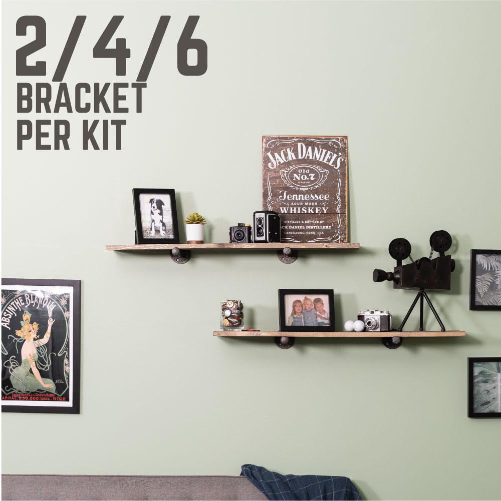 Rustic Pipe Decor Industrial Shelf Brackets Grey Iron Fittings Flanges 12 Inch Pipe 2 Pack by Pipe-Decor
