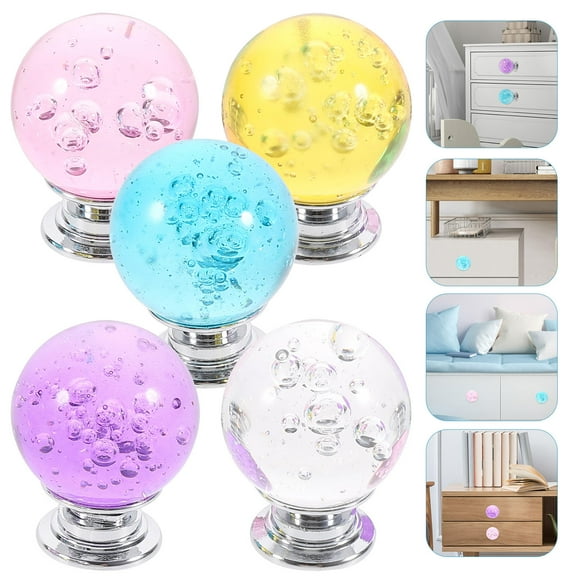 RUNROTOO 5Pcs Crystal Alloy Furniture Knob for Drawer Cabinet Hardware
