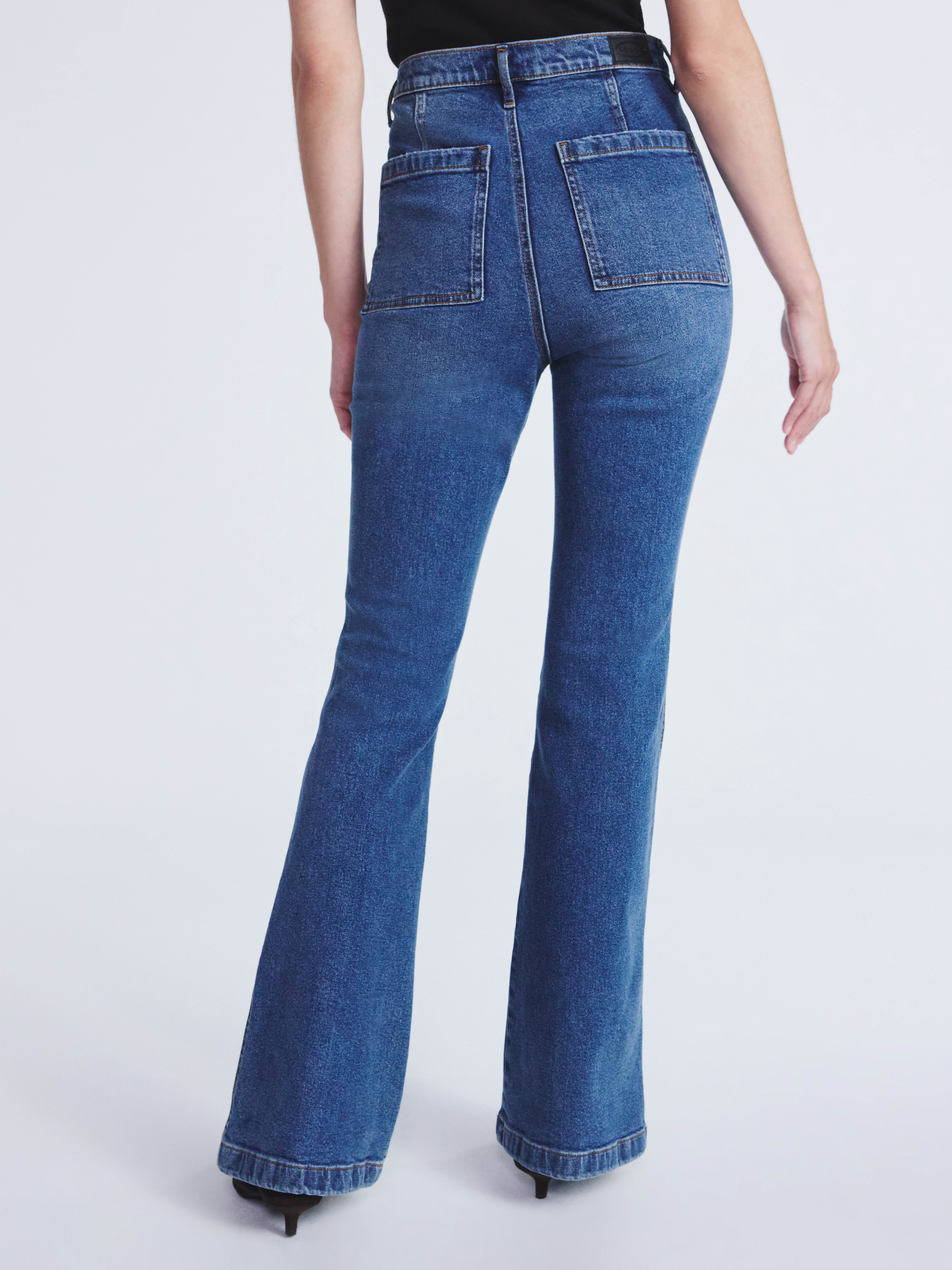 Scoop Women's High Rise Denim Trousers with Patch Pockets, Sizes 0-20