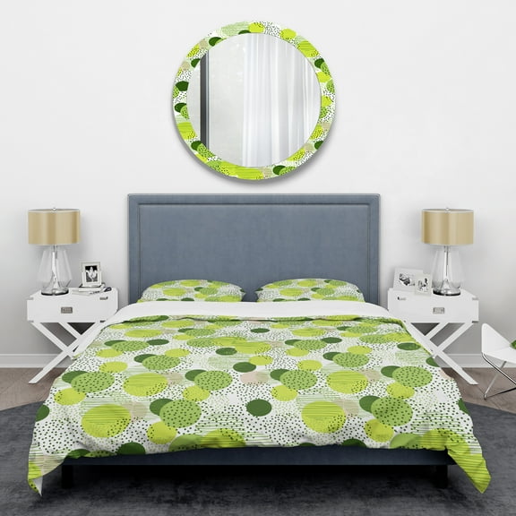 Designart 'Circular Abstract Retro Geometric X' Mid-Century Modern Duvet Cover Set