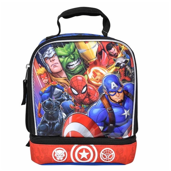 Bioworld Kids Insulated Lunch Bag with Handle, Avengers Drop Bottom Rectangle Lunch Bag